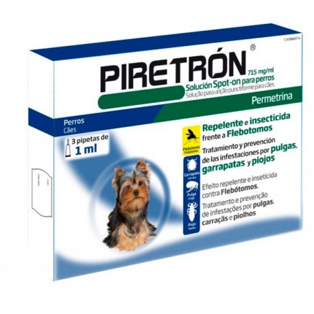 Piretron 3 pipetas antipulgas, garrapatas y mosquito para perros Piretron 3 pipetas antipulgas, garrapatas y mosquito para perros